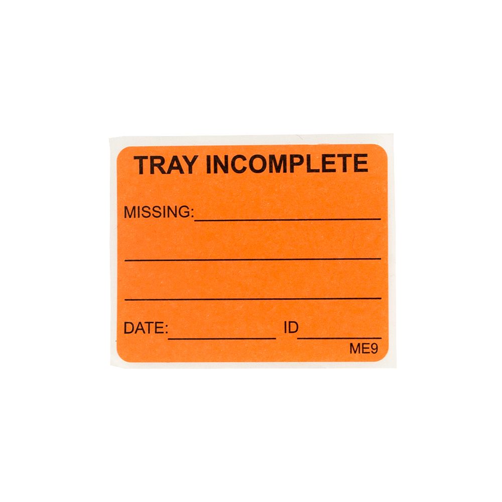 Label - Tray Incomplete